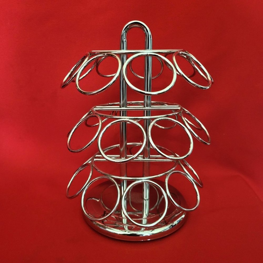Coffee Pod Holder 27 Chrome Spinning Carousel Countertop